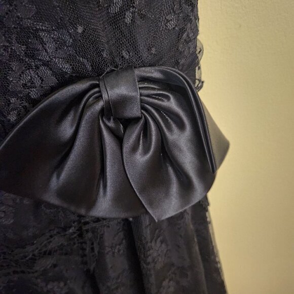 Vintage 80s Black Lace Midi Dress Barbara Chodos For Michael Marcella Size 4 - Picture 3 of 8